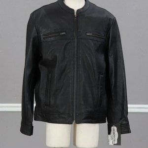 Derringer Black Leather Motorcycle Jacket NWOT